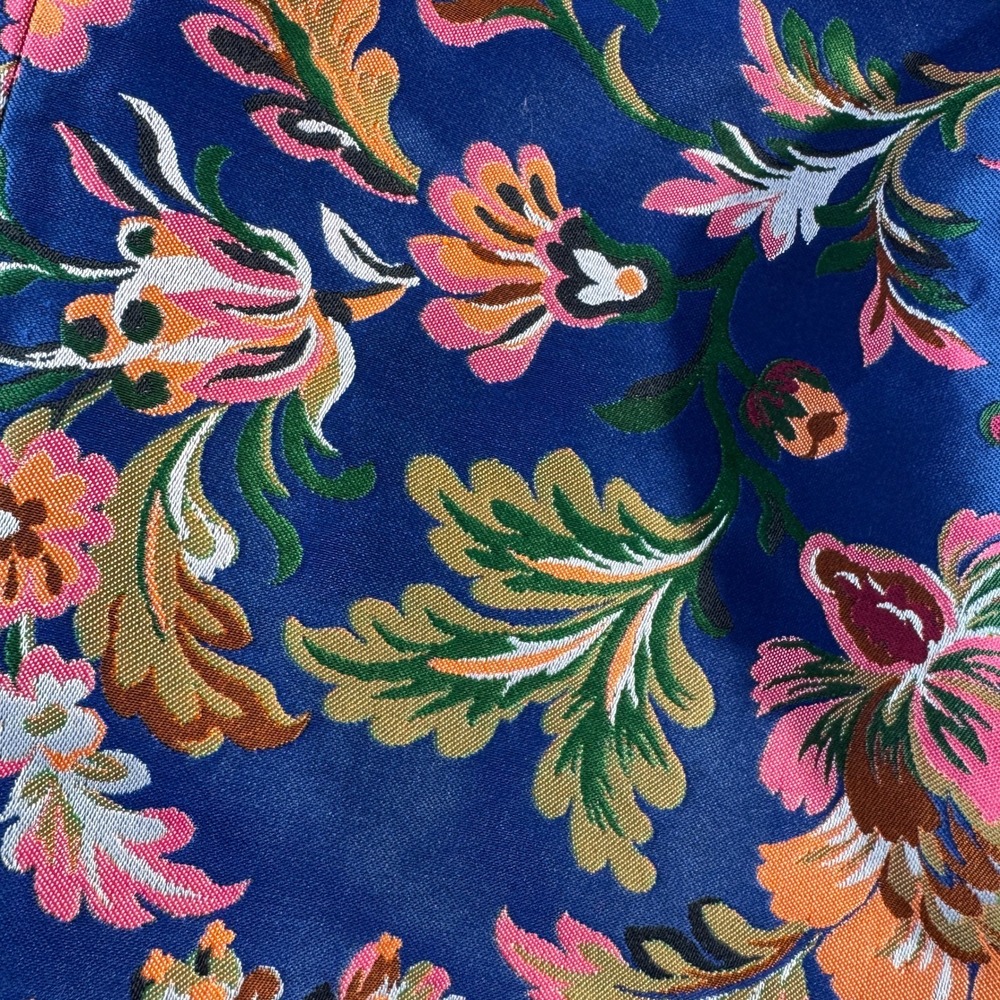 Zara Kimono Asian Floral Brocade Vibrant Jacquard Wide Leg Cropped PantsnSmall - Picture 3 of 9